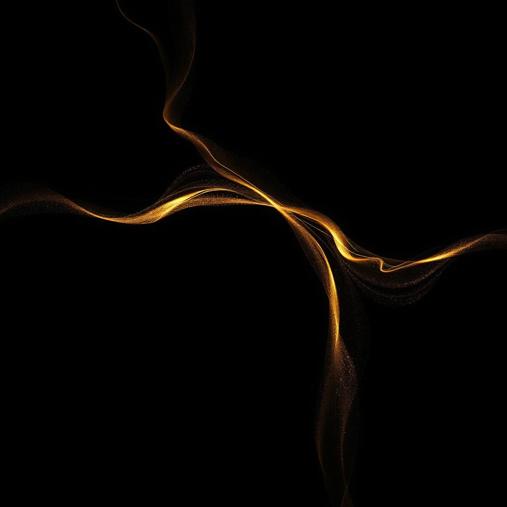 Abstrakter goldener Datenfluss auf schwarzem Hintergrund