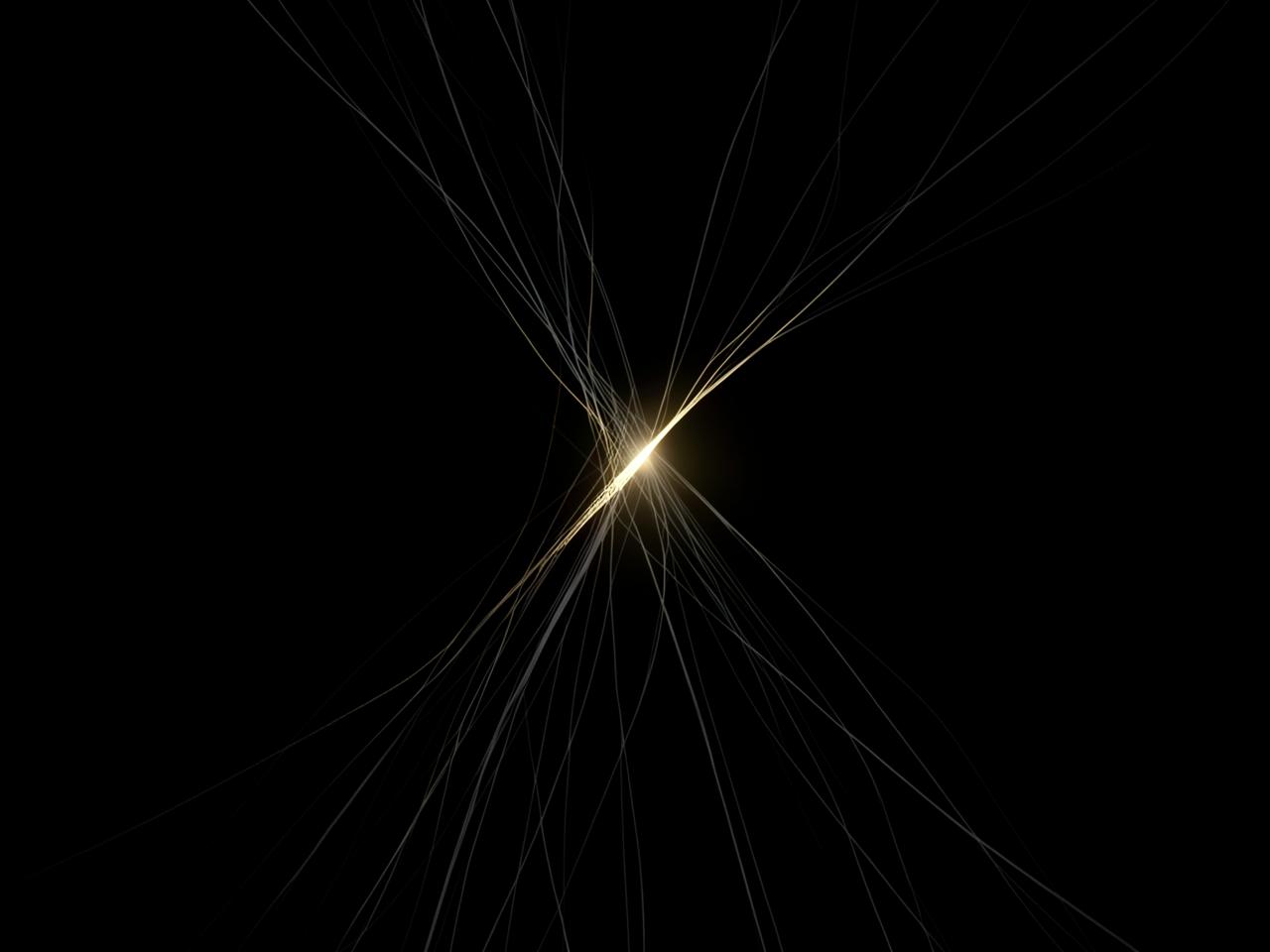 Viele feine Linien laufen in einer goldenen Lichtlinie zusammen